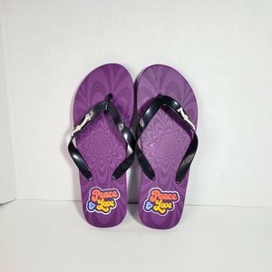 Flip Flops Peace & Love Purple Station Casinos Sandals Women's Size 10.5